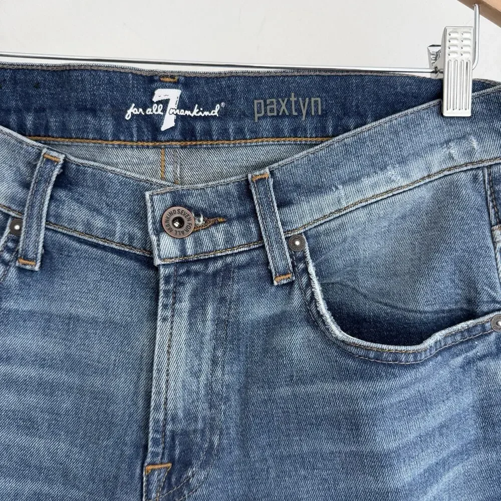 7 For All Mankind Jeans Mens 32x32 Blue Paxtyn Performance Slim Fit Distressed